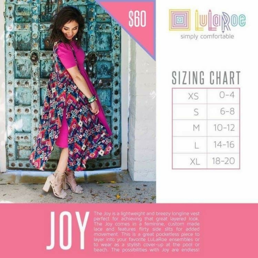 Bright Lularoe Joy Longline Vest - Picture 9 of 9